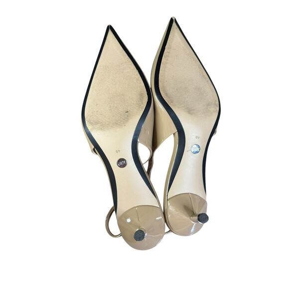 Zara Slingback Kitten Heels Patent Nude Pointed Toe Size 9 US - Picture 7 of 9
